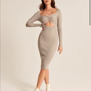 Sold out NWOT Abercrombie Cinched Front Cutout Midi knit Sweater Dress xs petite